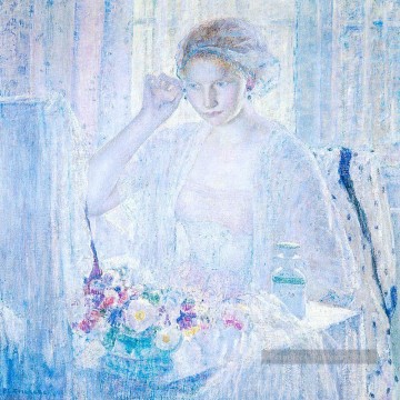 Fille avec Boucles d’oreilles Impressionniste femmes Frederick Carl Frieseke Peinture décoratif